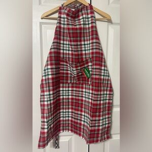Sleigh Bell Bistro Christmas Plaid Apron Red & Green NWT